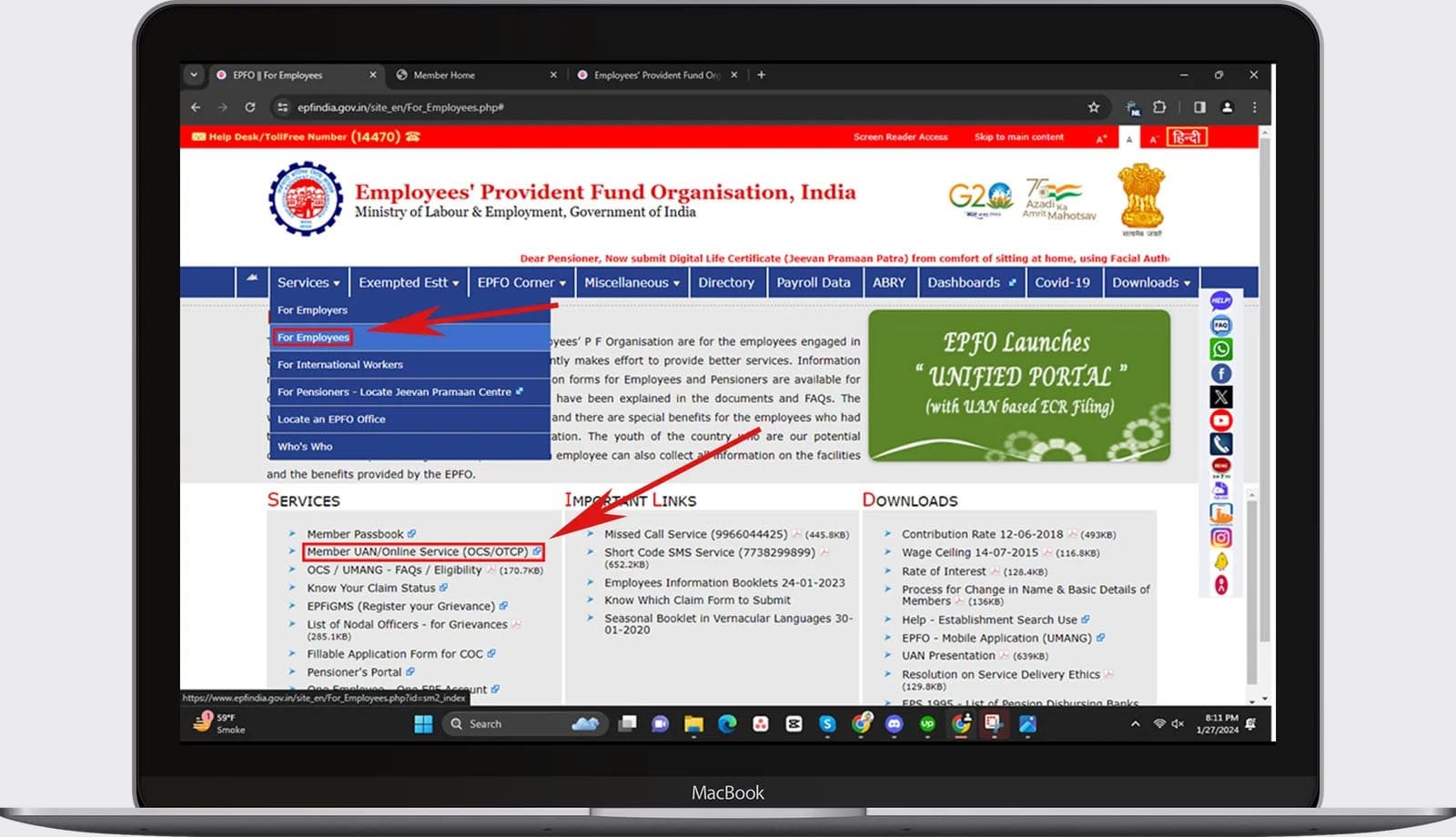 Connecting UAN To Aadhaar 1