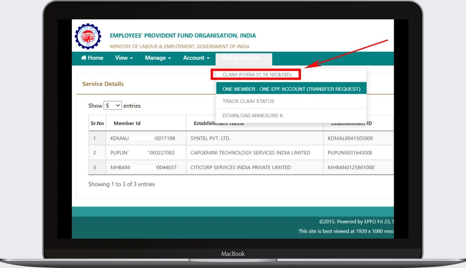 EPFO Online Claim Process