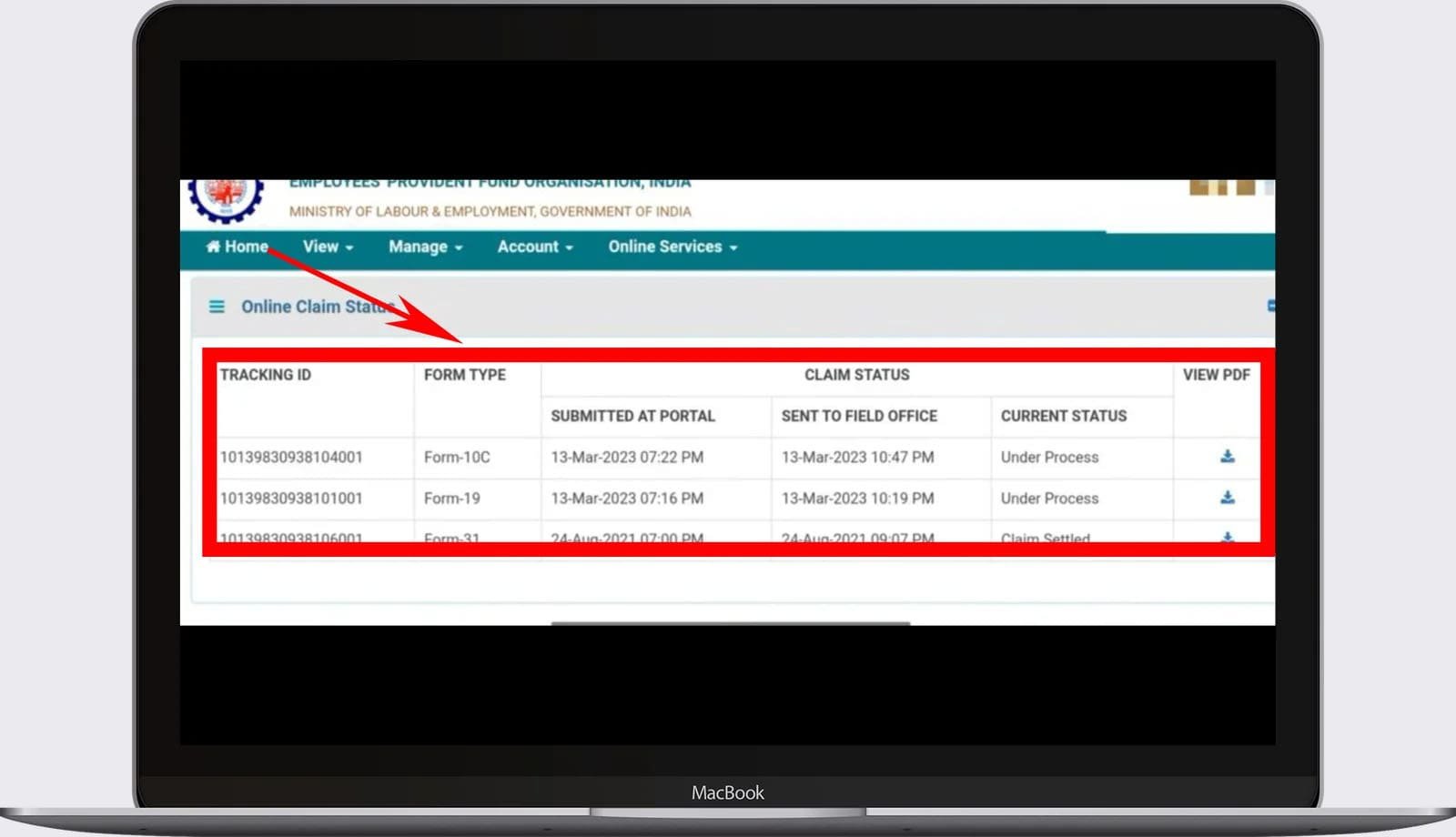 Tracking Your PF Claim 2