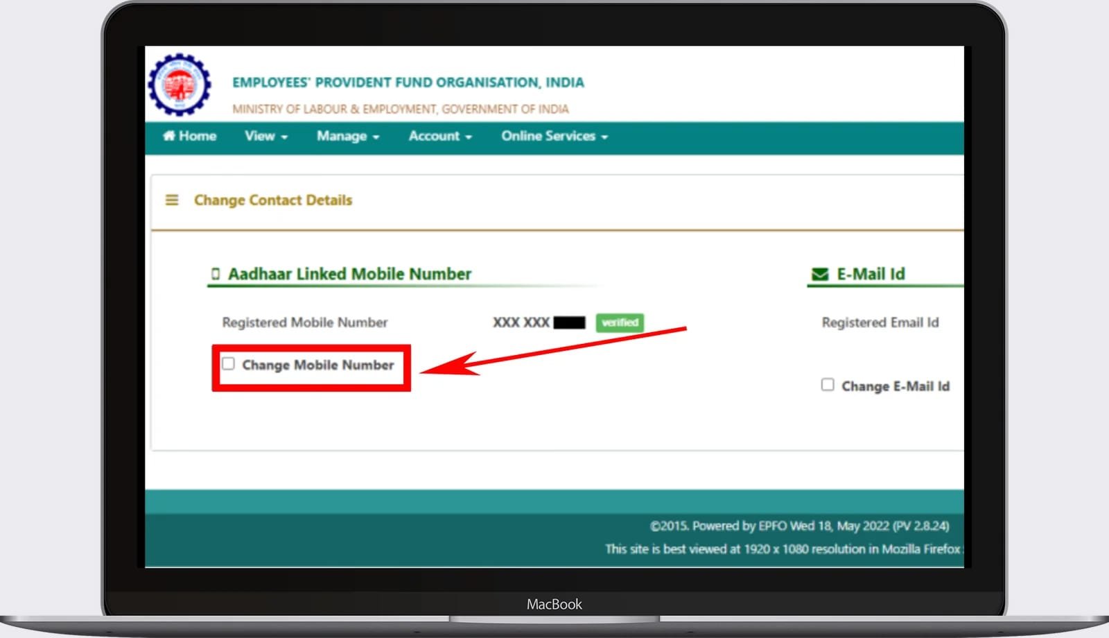 Change Mobile Number In EPFO 5