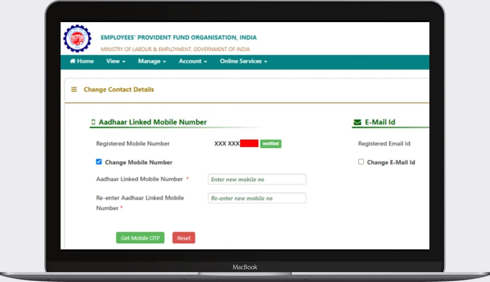 Change Mobile Number In EPFO 6