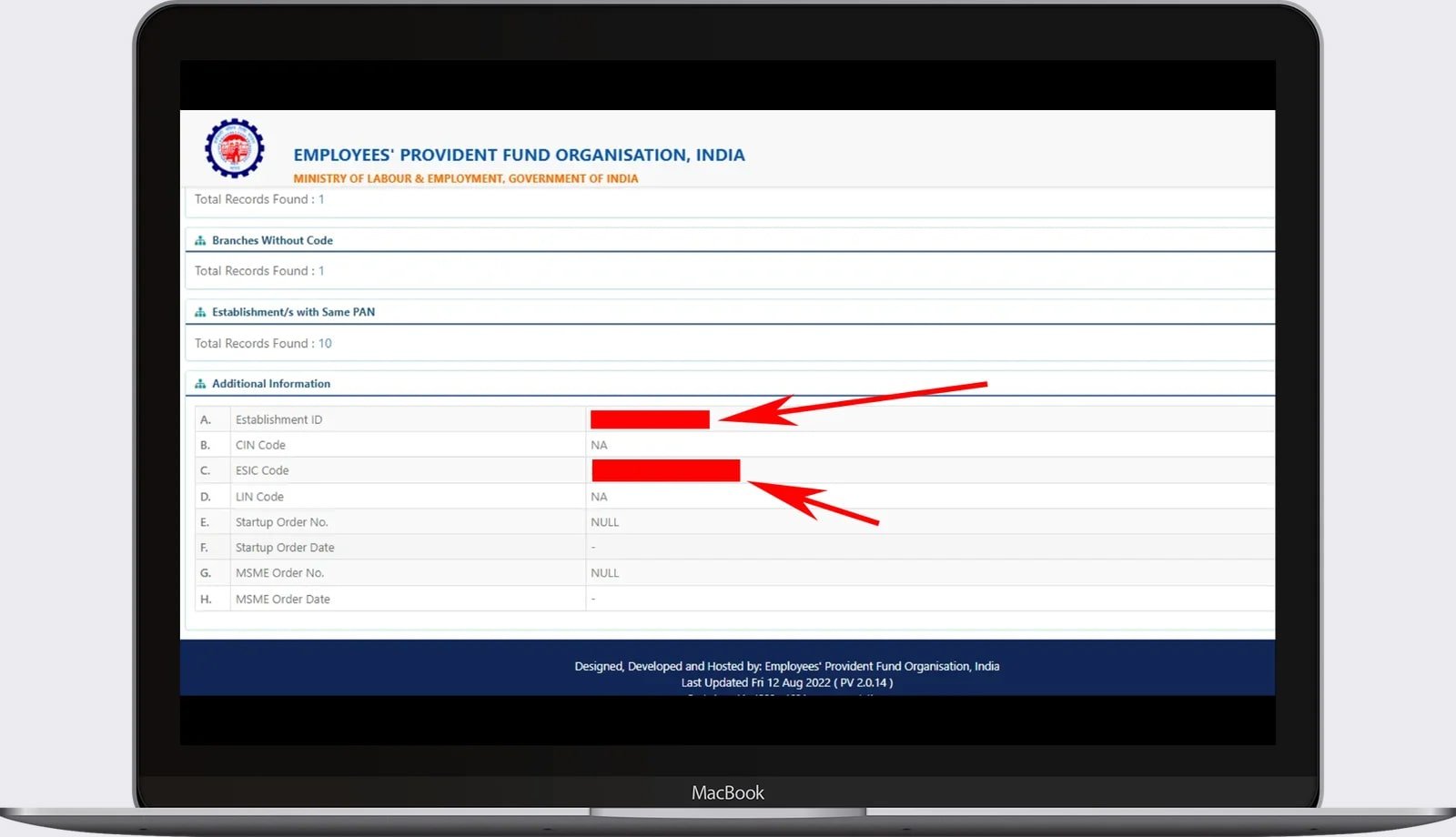 Establishment ID EPFO 5